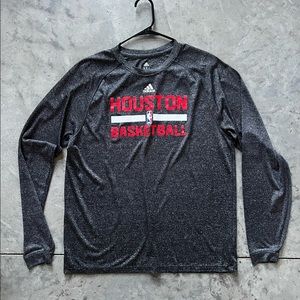 Mens Houston Rockets Long Sleeve Dri-Fit Adidas Shirt